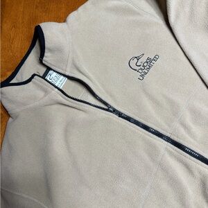 Ducks Unlimited Men's Large Tan Lightweight Fleece Jacket Full Zip Front